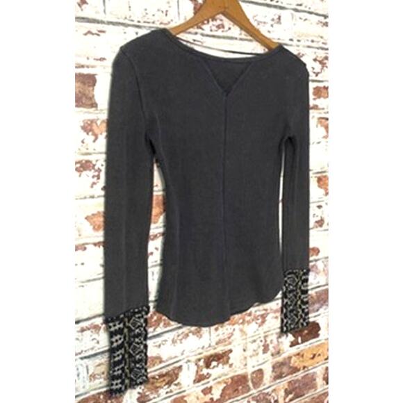 Free People We The Free Art School Cotton Blend Thermal Snap Button Cuff Blouse - Picture 9 of 10